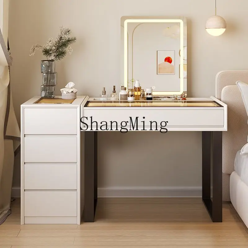 

DHY solid wood paint bedroom makeup mirror dressing modern locker makeup table
