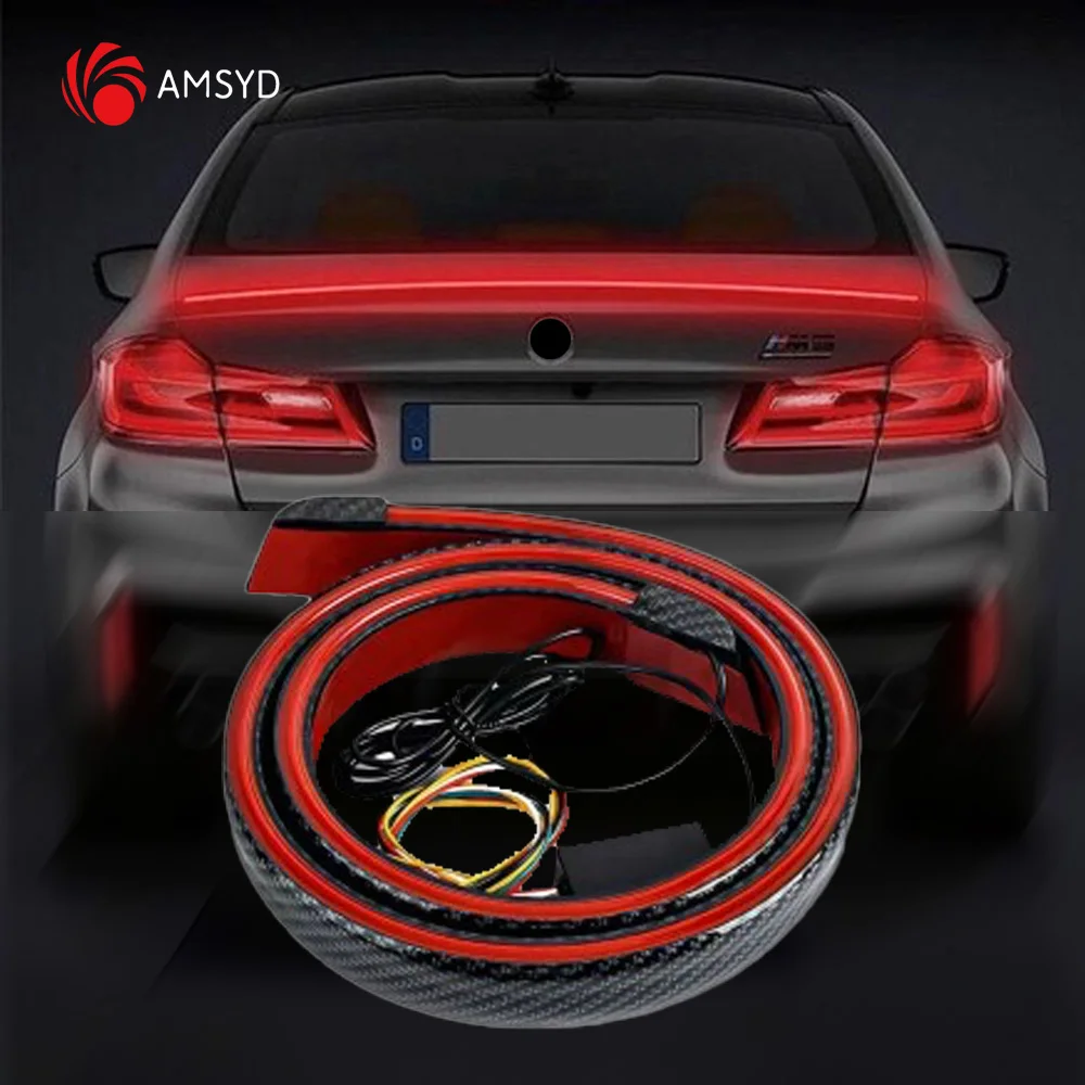 Car Trunk Tail Brake Lights Rear Additional Stop Lamp 118CM Multiple Flow Strips Brake Turn Signal Lamps 12V Universal