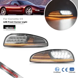 Misura per Chevy Corvette C5 1997-2004 paraurti anteriore LED Fender Side Marker angolo luminoso Kit indicatore di direzione dinamico/DRL parcheggio