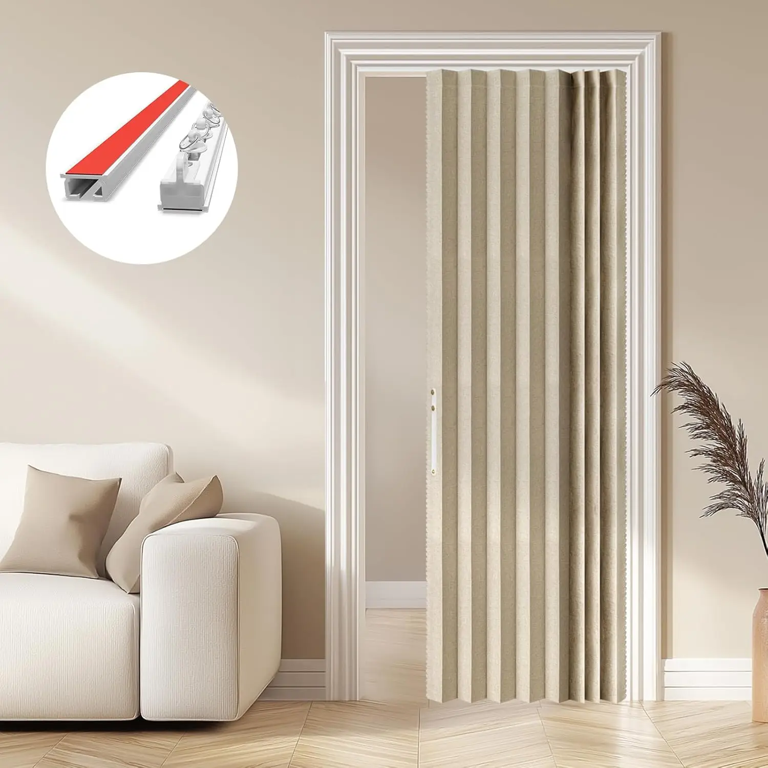 

100% Blackout Magnetic Accordion Panel Flexible Ceiling Tracks Set Curtain Track Ceiling Mount Blackout Curtain for Living