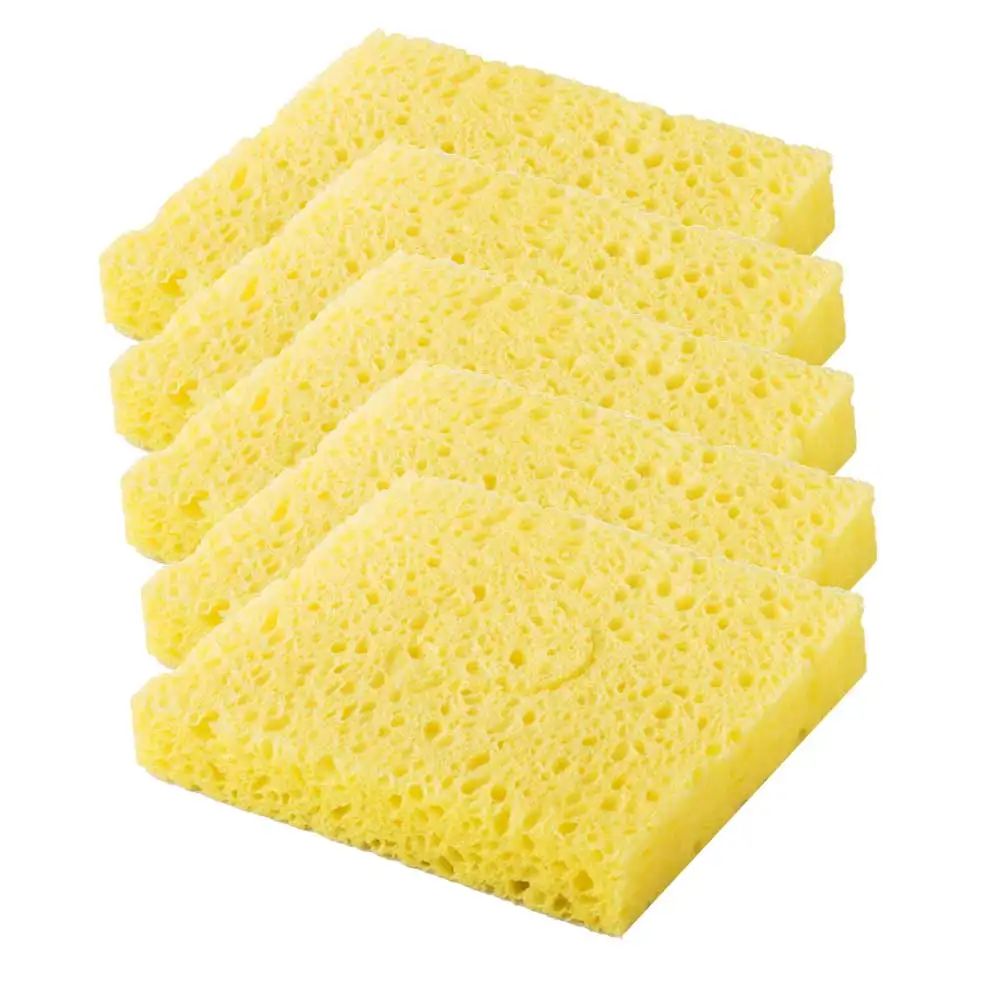 Effective Cleaning Solution with High Temperature Resistant Sponge for Electric Welding Soldering Iron Yellow Color 5Pcs Pack