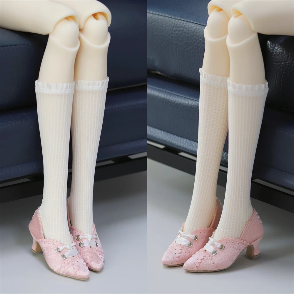 뾰족코 부드러운 실크 스테인 레이스업 댄스 블랙 핑크 로우힐 장난감 1/3 스팟 인벤토리 소녀 선물 우아한 BJD 인형 액세서리