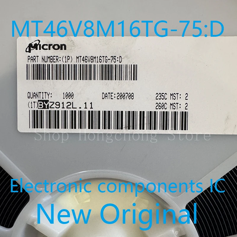 New Original MT46V8M16TG-75:D MT46V8M16TG DRAM Chip DDR SDRAM 128Mbit 8Mx16 2.5V 66-Pin TSOP 2PCS