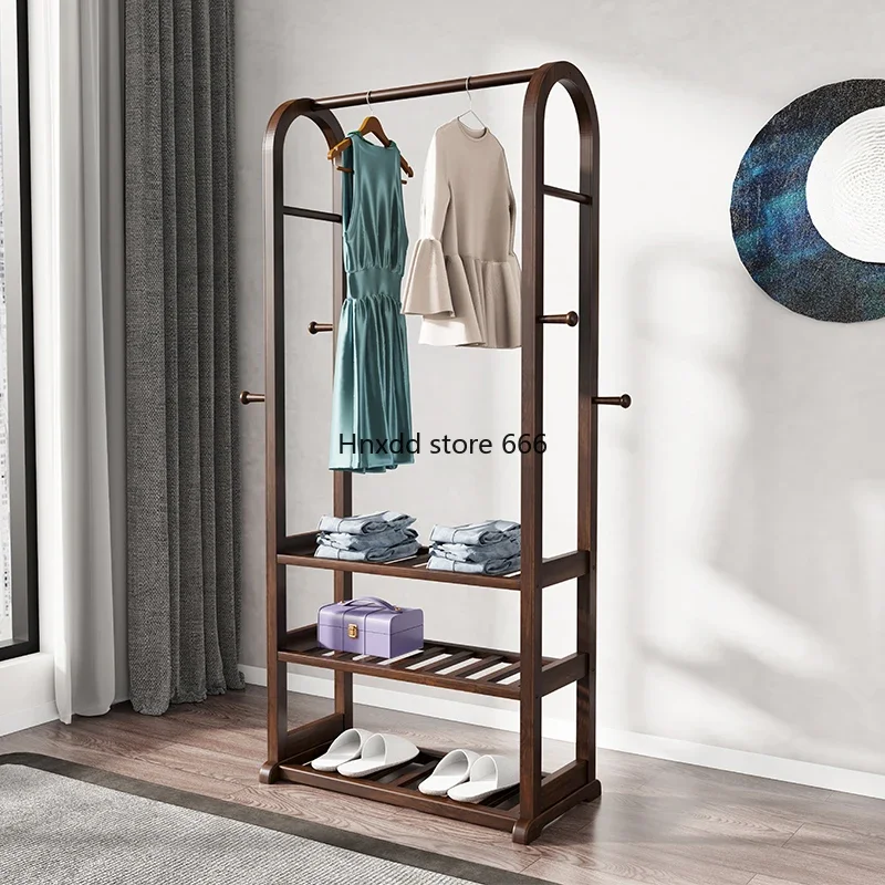 Household three-layer shelf Bedroom frame Multifunctional clothes storage Coat rack