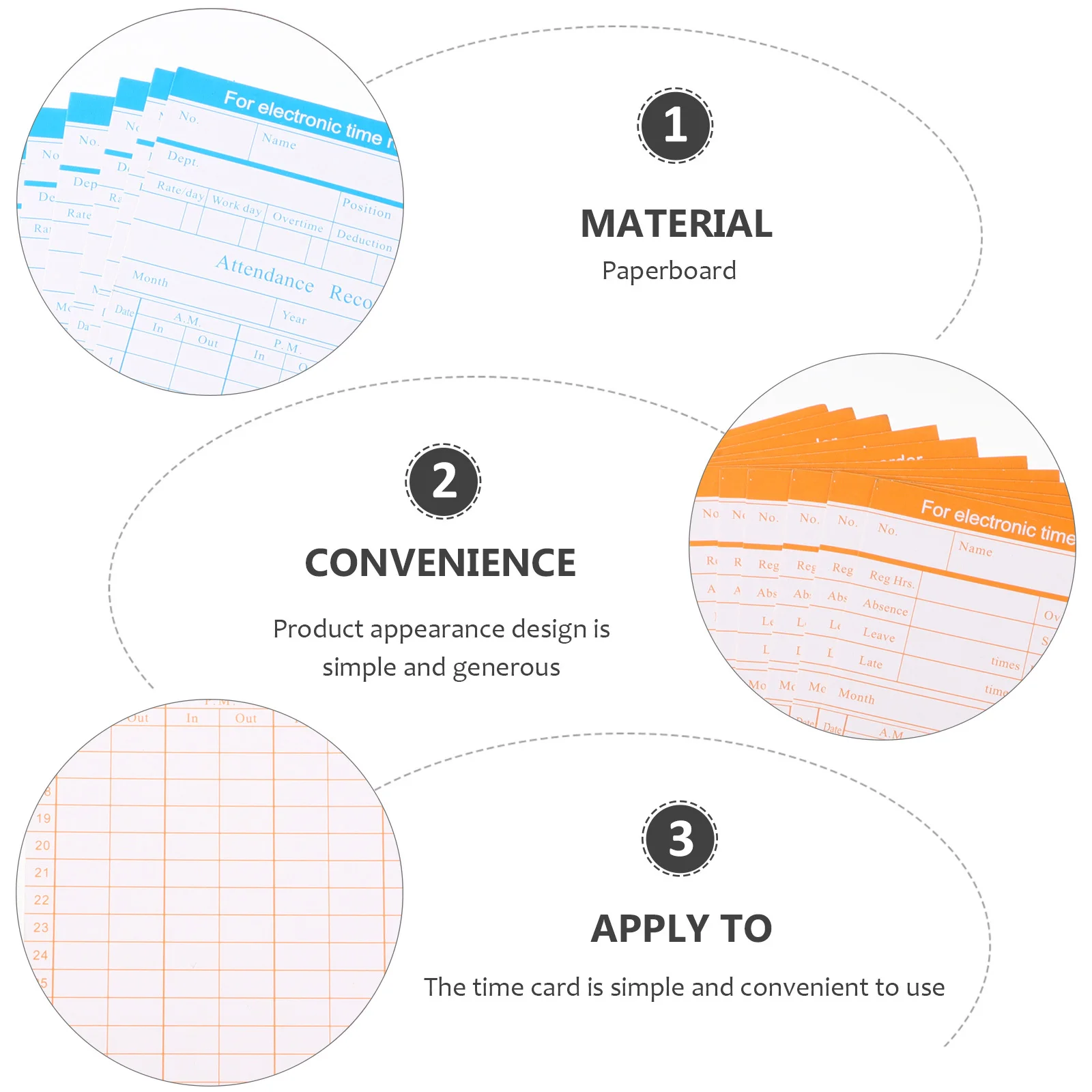 1Set Time Card Paper Simple Design Monthly Format Time Attendance Card Office Factory Clocking Cards for Company