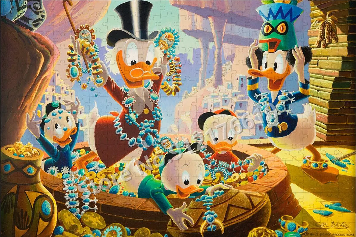 Billionaire Duck Scrooge Mcduck Jigsaw Puzzle Ducktales Disney Cartoon Comic Diy Decompression Educational Wooden Puzzles Toys