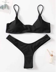Sexy Bikini Set Women Swimsuit Solid Bikini Backless Swimwear Low Waist Bathing Suit Female Brazilian Biquini