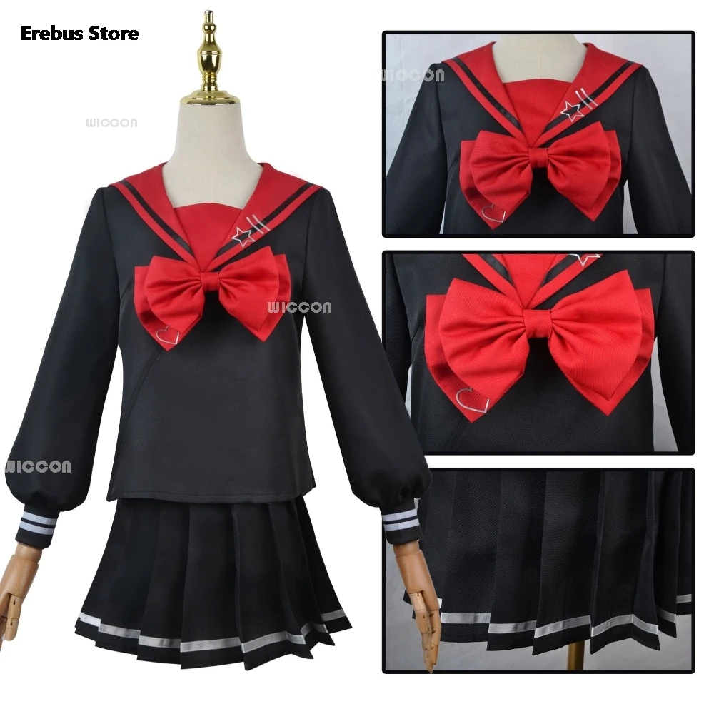 Needy Girl Overdose Black JK Cosplay Costume Wig Game Needy Girl Overdose Cosplay KAngel Black School Uniform Skirt Jirai kei