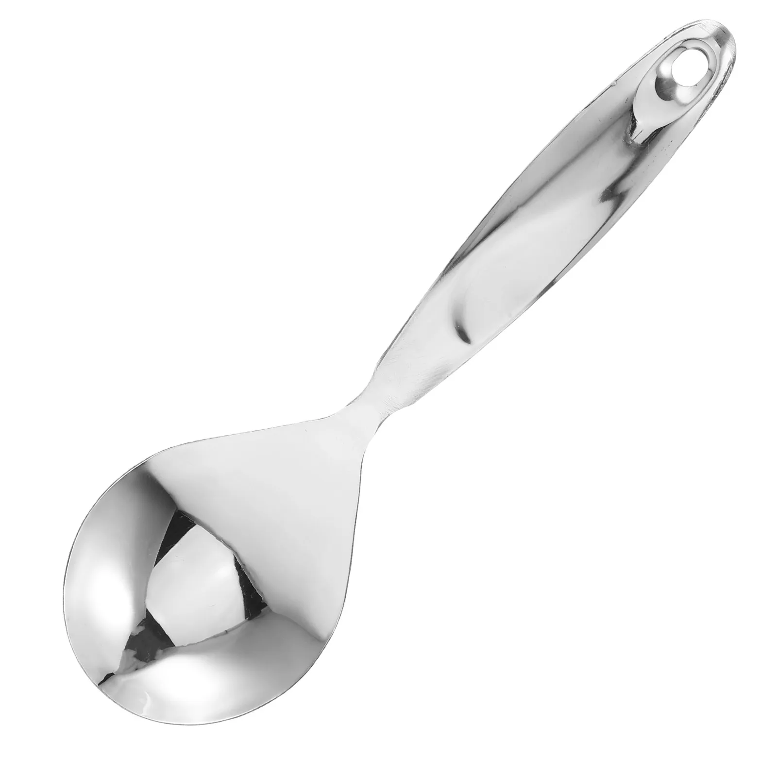 1 Cuchara de Arroz Elegante de Acero Inoxidable, Resistente, con Mango Hueco para una Cómoda Utilización en la Cocina, Apta para Lavavajillas, con Orificio para Colgar, Utensilios de Cocina