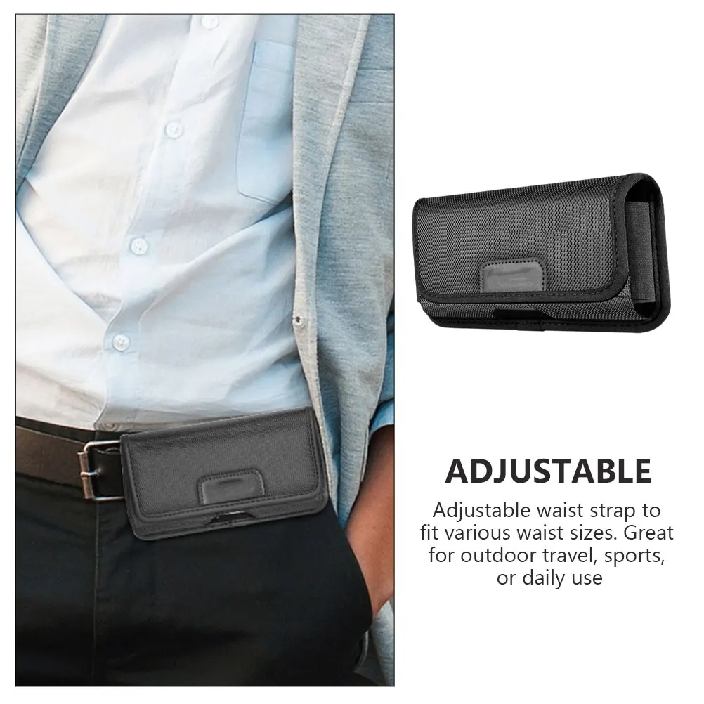 

Universal Phone Bag for Men Black Tool Pouch Nylon Vertical Card Slot Belt Clip Pouch Small Tool Utility Belt Bag