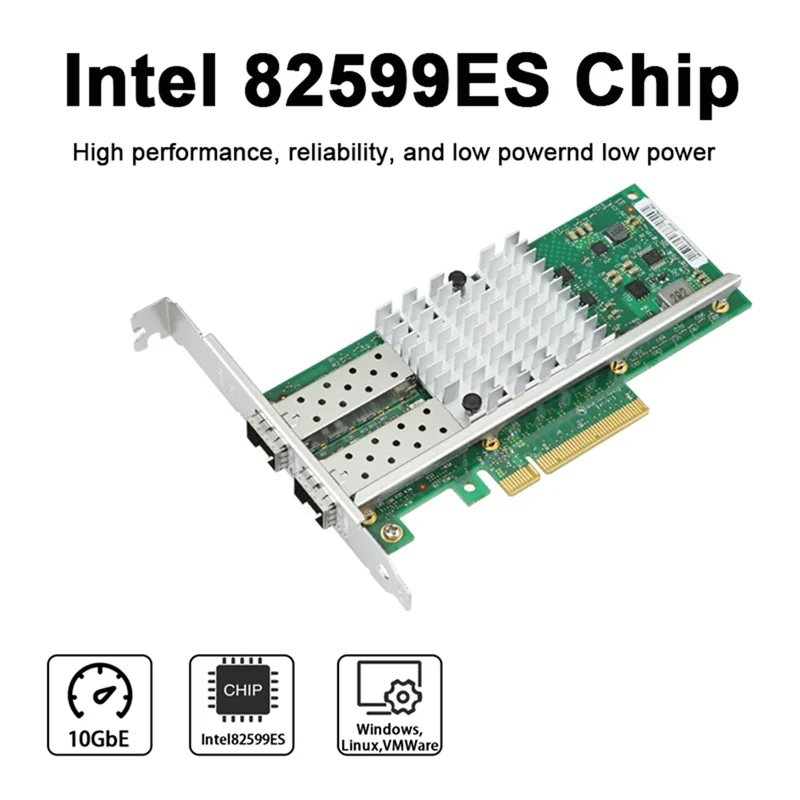 

AA60-X520-DA2 Двухпортовая сетевая карта SFP 10Gbe Двойной порт SFP+ PCI Express X8 Оптоволоконный сервер Адаптер сетевой карты Ethernet