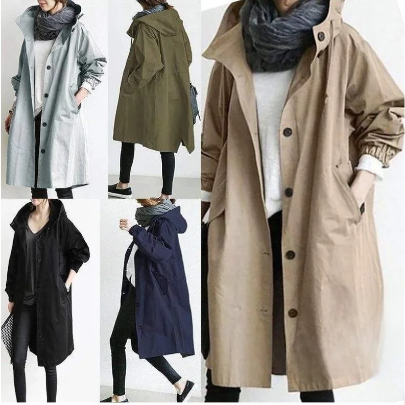 

Women's Oversized Casual Windbreaker Jaet Big Size 5XL 4XL Long Sve Color Straight Cut Autumn Faion Outerwear