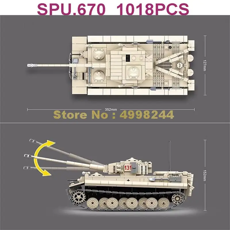 100061 1018pcs Military Army Tank Ww2 Tank 6 Dolls World War 2 Weapon Boy Building Blocks Toy