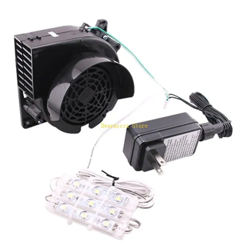 منفاخ هواء قابل للنفخ P0UE مزود بمصباح LED لعيد الميلاد منفاخ مروحة قابل للنفخ لساحة عيد الشكر وزينة عيد الميلاد في الهواء الطلق