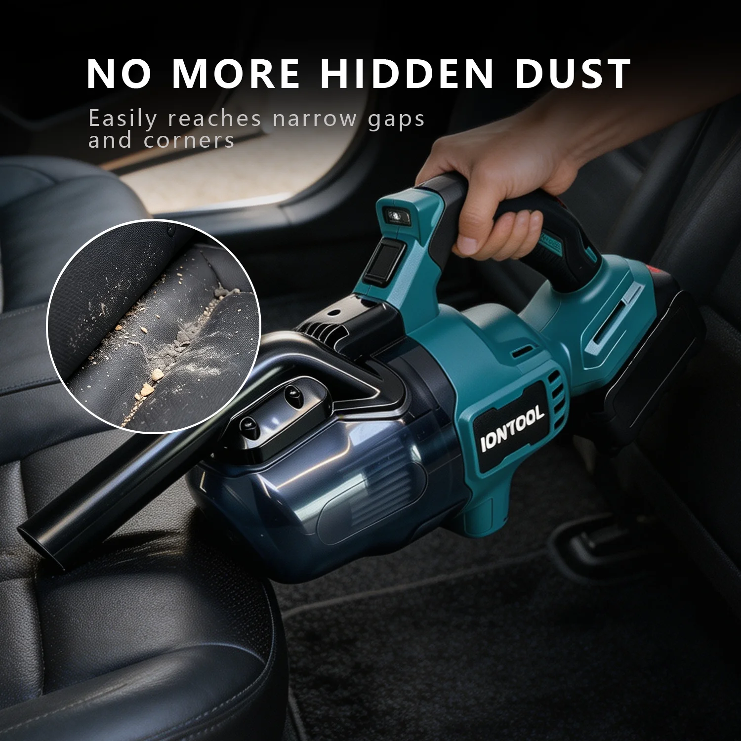 IONTOOL 5000RPM Cordless Vacuum with LED Light for Home Carpet Car Seat Crevice Dust Pet Hair Cleaning