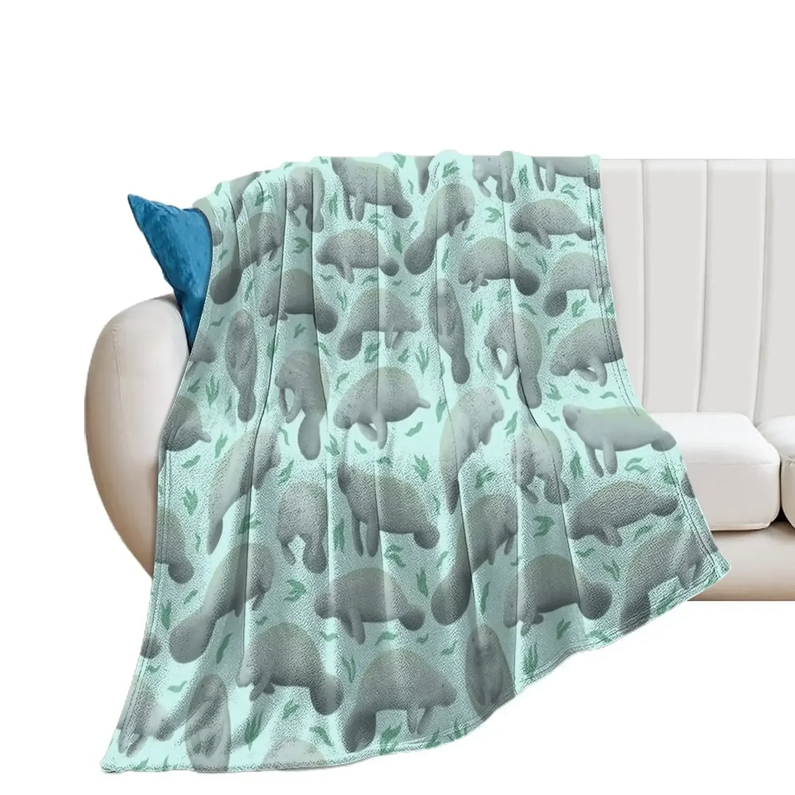 manatees (blue) Throw Blanket Blankets Sofas Of Decoration Kid'S Blankets