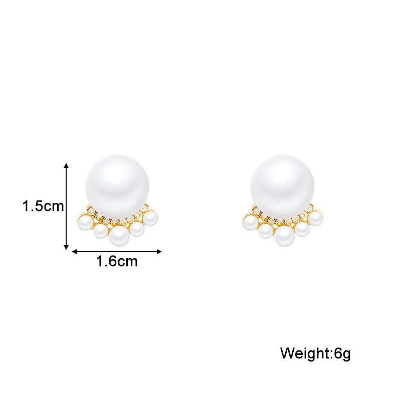 Trendy New Pearl Stud Earrings for Women Crystal Side White Imitation Pearl Korean Fashion Temperament Ear Accessories brincos