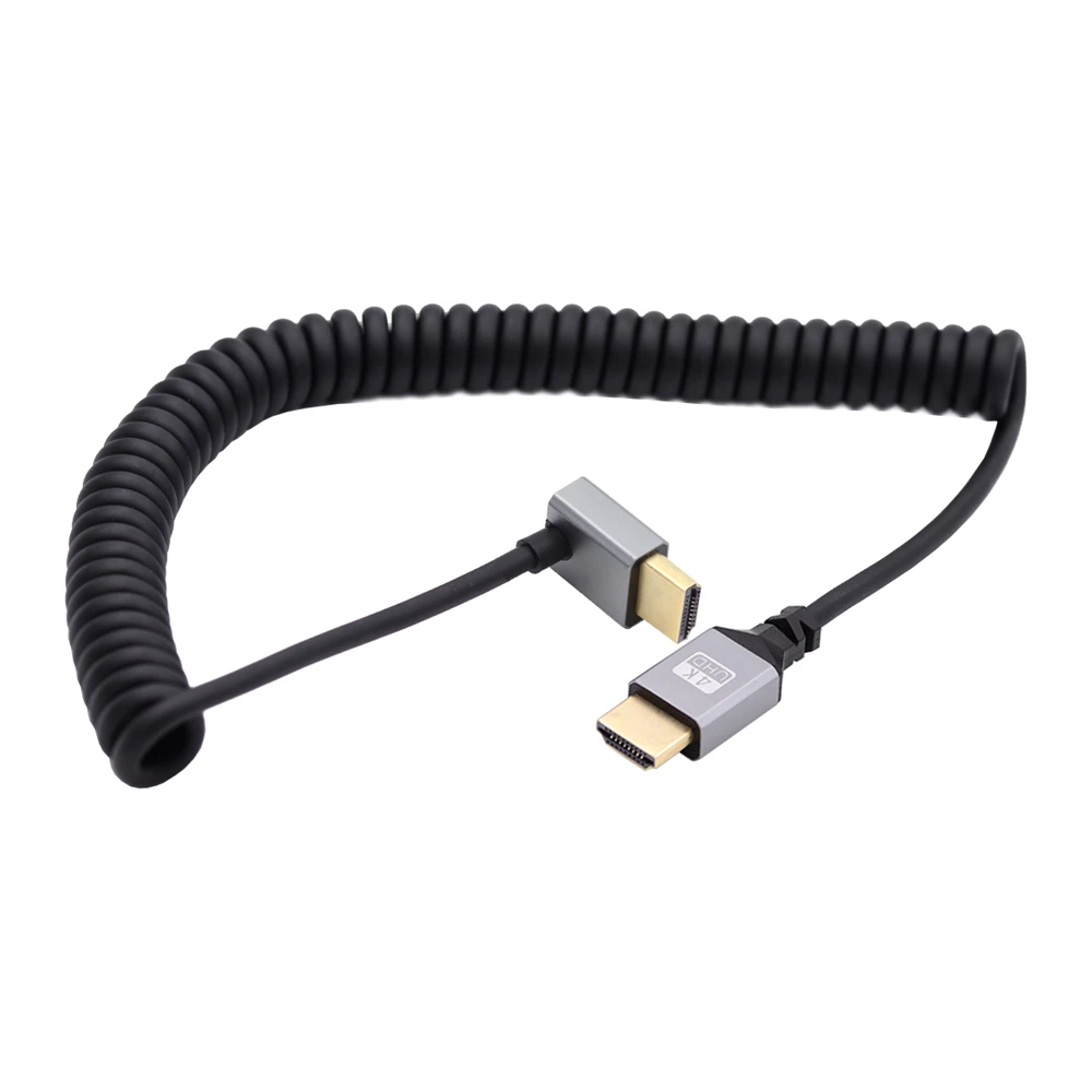 Chenyang HDTV 2.0 Male to HDTV Male 4K 60hz Stretch Coiled Cable Straight Connector for HDTV Computer Laptop Monitor