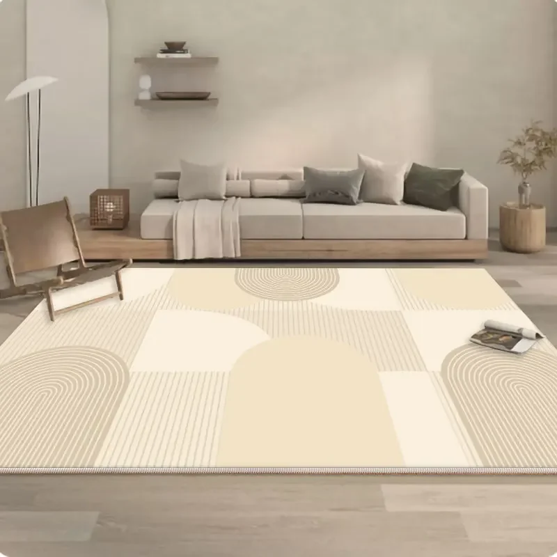 Cream Style Living Room Decoration Line Carpet Large Area Rugs for Bedroom Thick Plush Study Floor Mat Fluffy Soft Cloakroom Rug