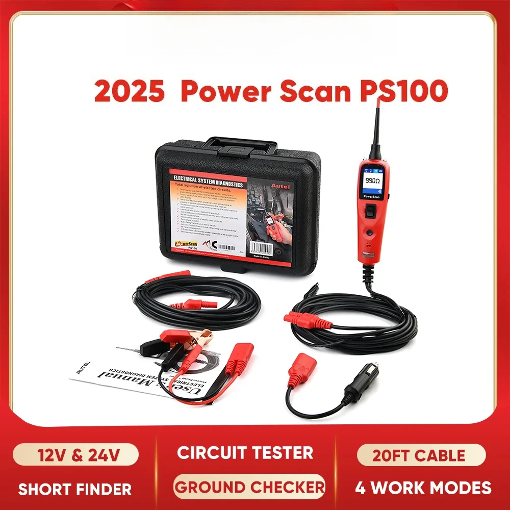 

2025 Autel PowerScan PS100 Electrical System Diagnostic Tool Automotive Circuit Tester Power Circuit Probe Kit