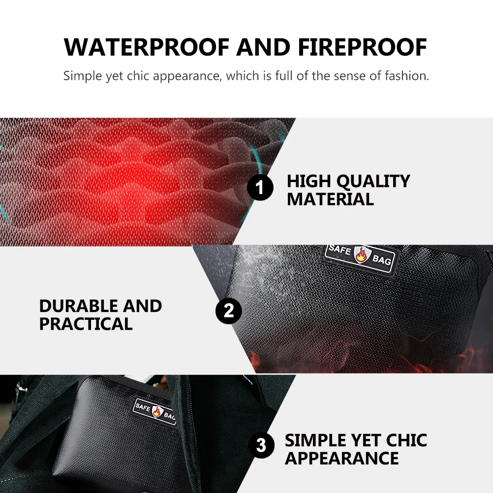 Fireproof File Bag Versatile Grabbing Storage Black Safe Pouch Portable Cellphone