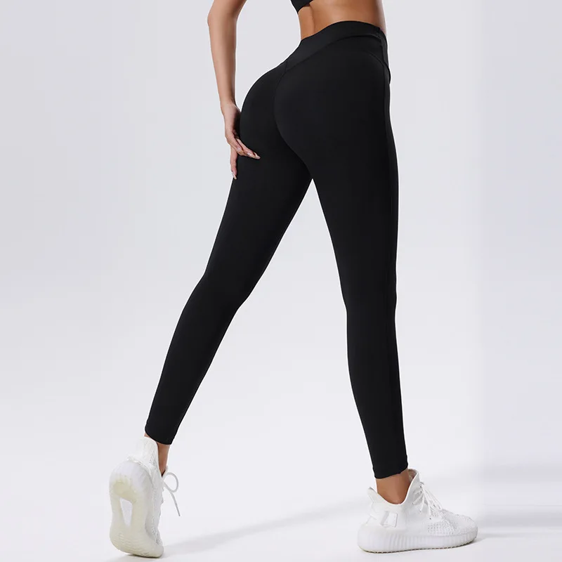 Fitness Tight Women Sport Leggings Pocket High Waist Elastic Solid Yoga Leggings Gym Jogging Quick Dry Push Up Slim Pants Female