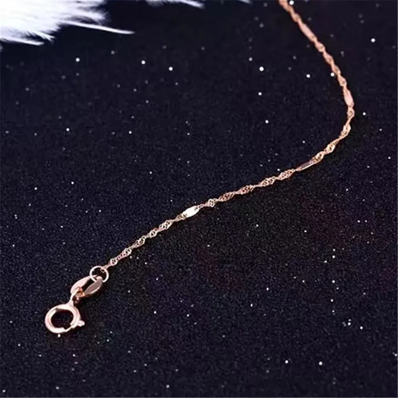 585 Purple Gold Necklace for women Plated 14K Rose Gold Water Ripple Sequin Necklace Fashion Minimalist Jewelry Accessories