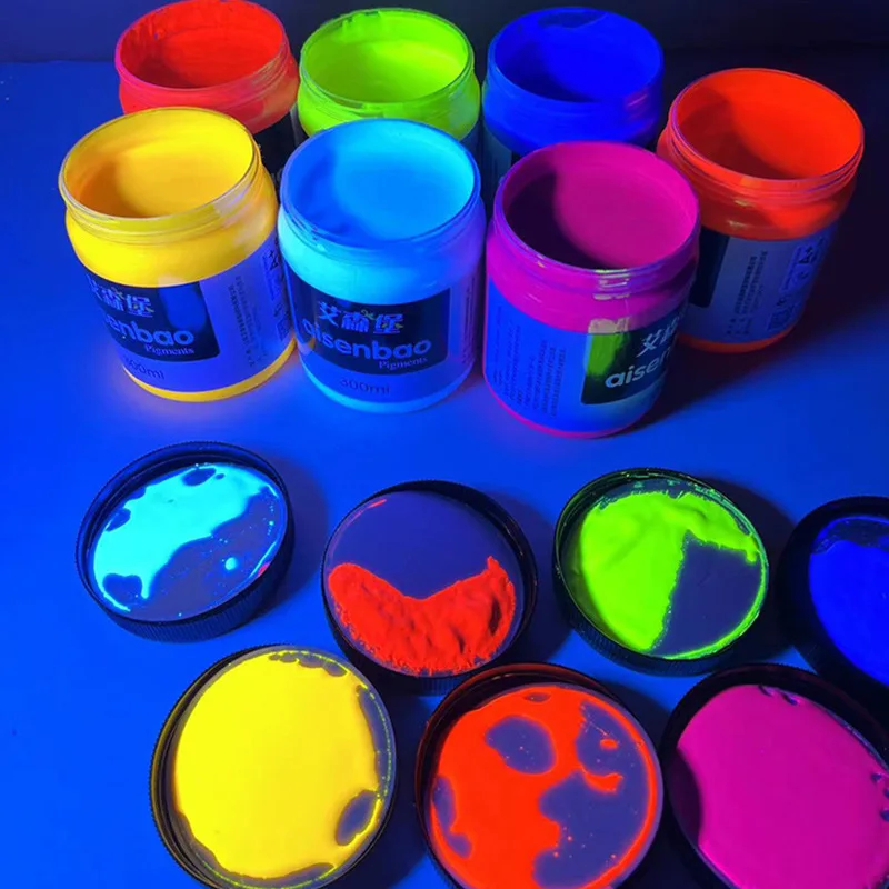 300/500ml Fluorescent Acrylic Paint High Brightness Luminescent Coating Student Hand Drawn DIY Textile Wall Painting Pigment