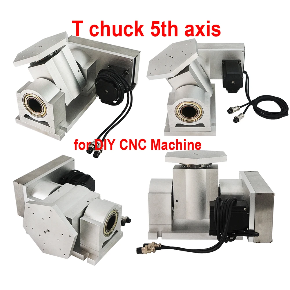 DIY CNC 5th Fifth 5Axis A B Aixs Rotary Axis T Chuck Type Plate Disc Type 57 Stepper Motor for Wood Router Milling Machine
