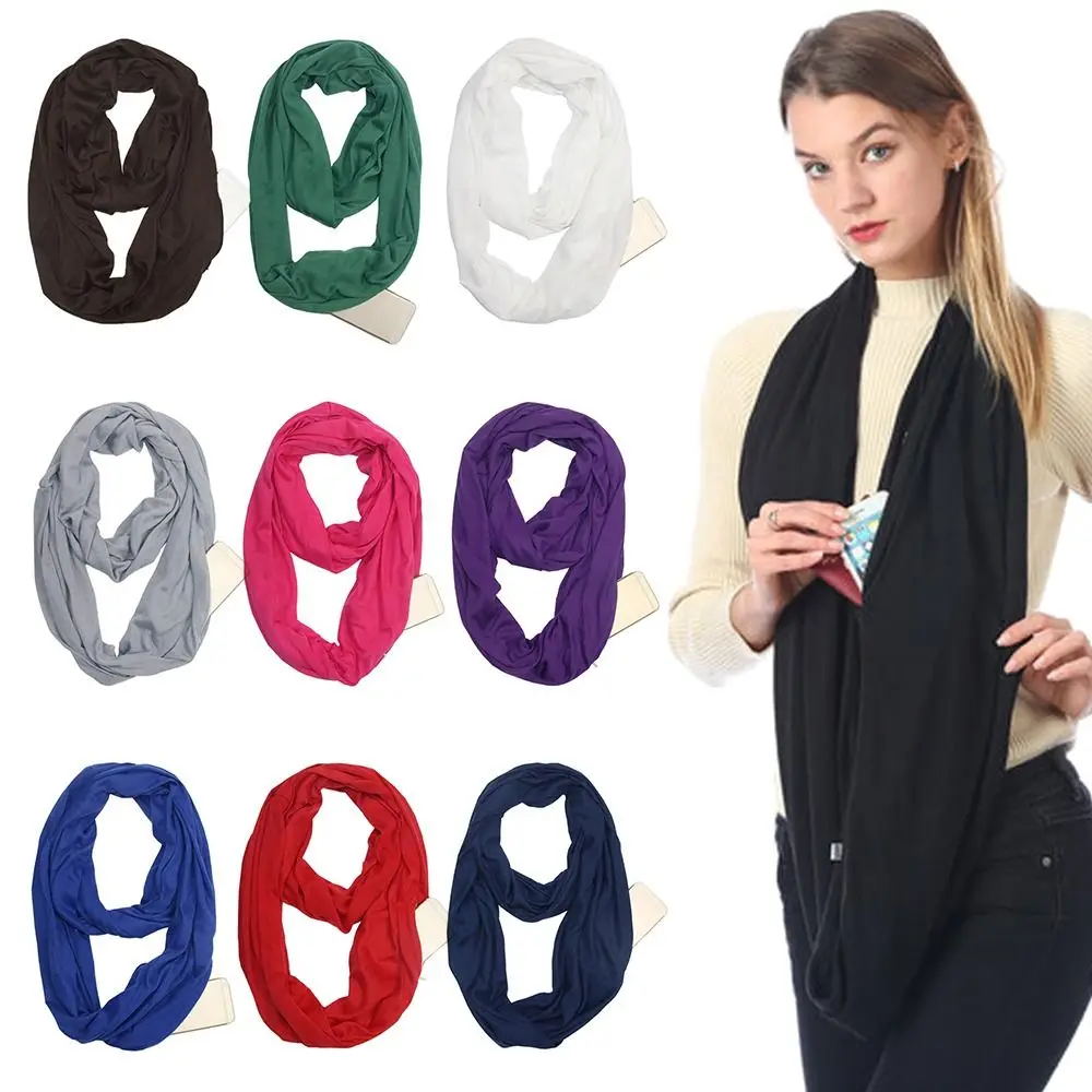 Men Women Ladies Circle Loop Scarf Thermal Active Infinity Scarf With Zip Pocket Bib Convertible Shawl Friend Gift