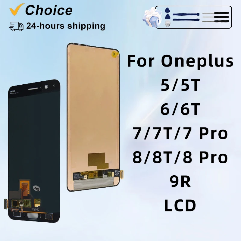 Wybór amolowany dla OnePlus 7 7T wyświetlacz LCD dla 1 + 5 5T 6 6T ekran dotykowy dla 7 7T Pro 8T 9R LCD HD1901 wymiana części