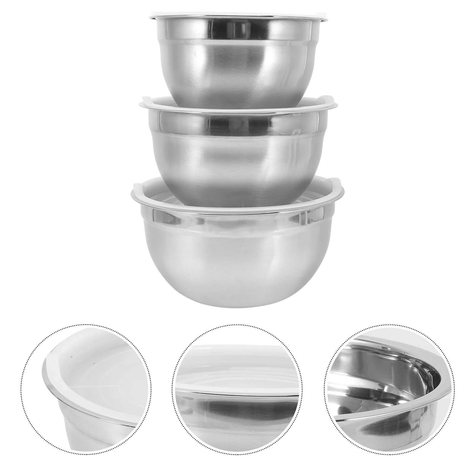 

3Pcs Stainless Steel Mixing Bowls Lid Set Kitchen Salad Soup Noodle Multipurpose Food Storage Bowls Stainless Steel Mixing Bowl