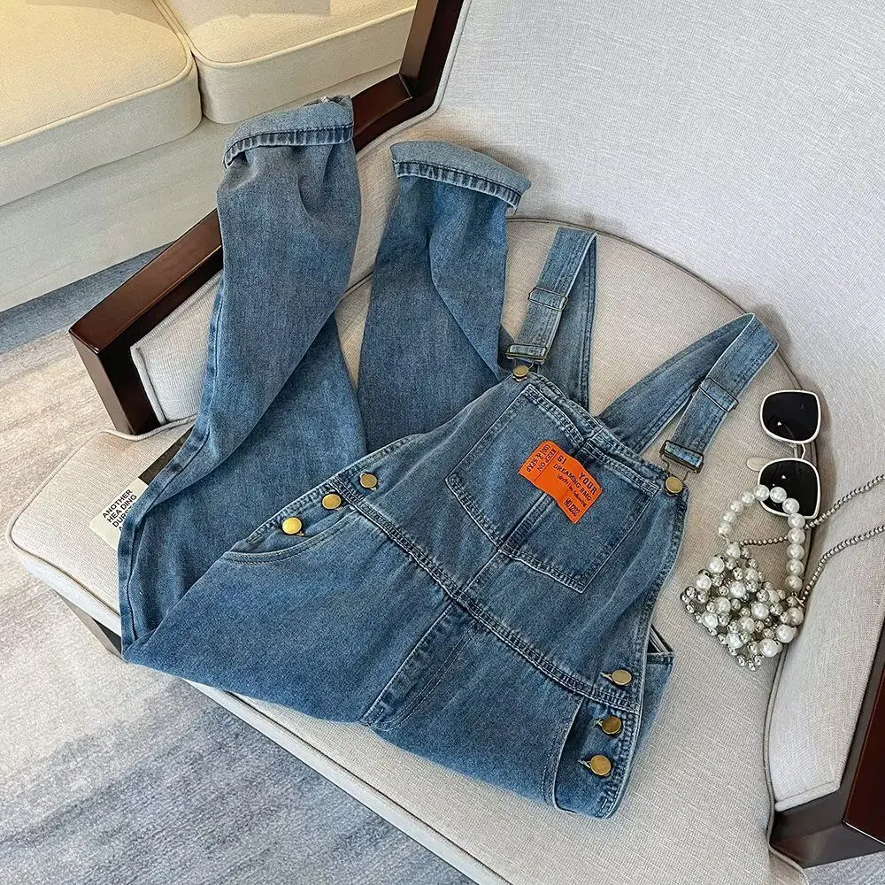 

Loose Straight Leg Jeans American Sle Workwear Pants High Waist Cotton Polyester Blend Deep Blue Color Zipper Closure Casua...