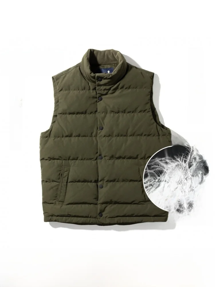 

Thiened down Vest Men's Dad Faionable Urban Busin Casual Sle Pure Color Stand Collar Loose Fit Outerwear for ly