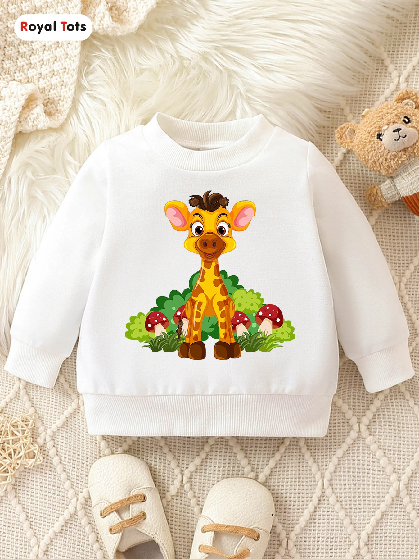 Autumn And Winter Baby Girl Round Neck Long Sleeved Casual Cute Cartoon Hoodie Suitable For Ages 1-2