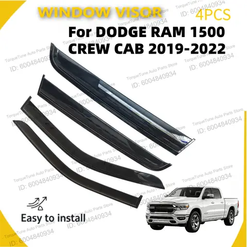 For DODGE RAM 1500 CREW CAB 2019-2022 Car Window Visor Wind Deflector Rain Guard Door Visor Vent Visor