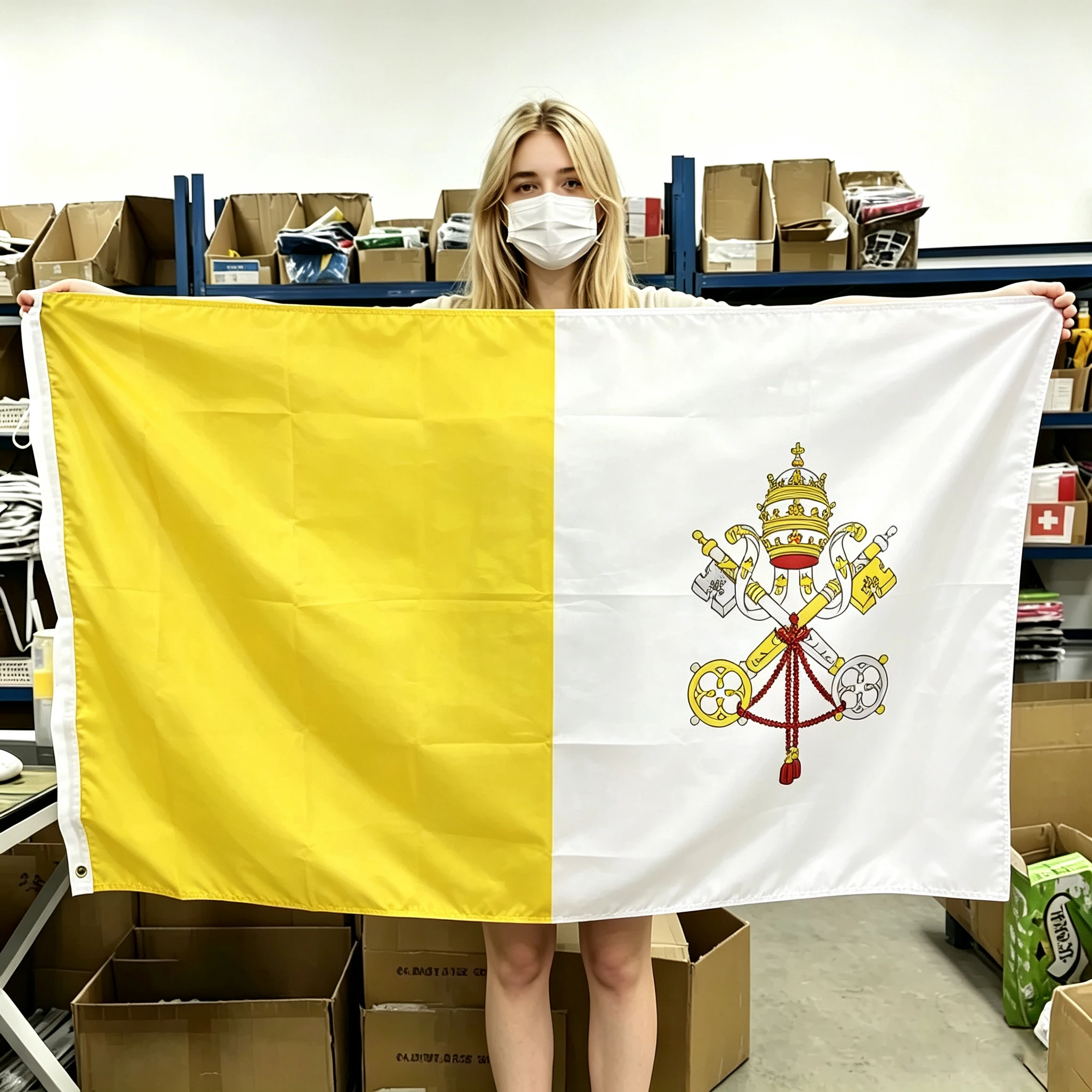 60x90cm 90x150cm 120x180cm Vatican Flag Christianity Cross Church Tapestry Polyester Banner With Brass Grommets For Wall Decor