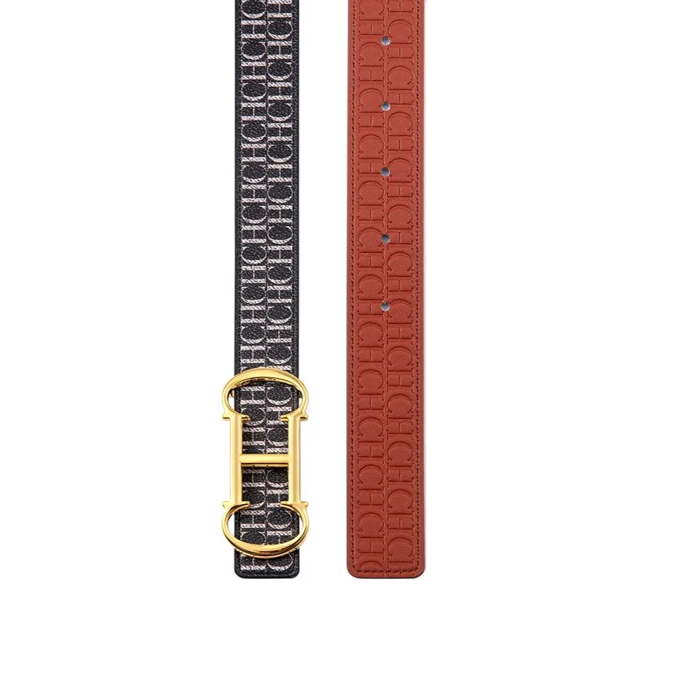 CH Elegant Women's Reversible Belt Gift Set By Luxury Designer Classic High Quality Alphabet Pattern Waist Belt