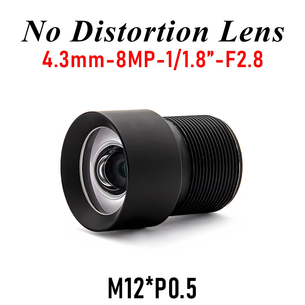 

8MP 4.3mm No Distortion M12 Lens 1/1.8" Format F2.8 Distortionless CCTV Lens with 650nm IR Filter for Machine Vision Industrial