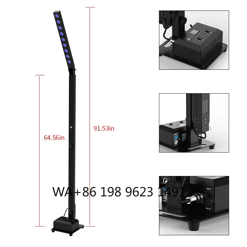 9x10W Battery LED Mast Stage Light Wireless DMX WiFi Remote Flight Case Wedding Party Exhibition Club