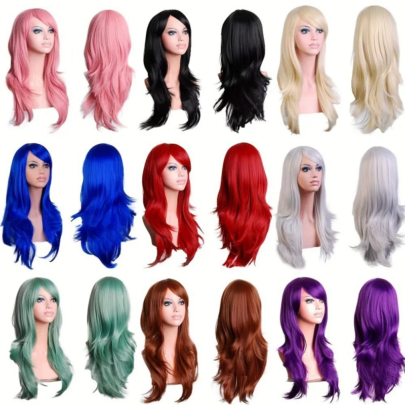 

Cosplay Wig European and American Fashion Colorful Side Part Curly Wig Full Head Wig