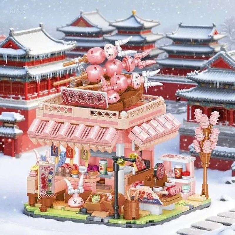 Blok Bangunan Toko Makanan Baru Rumah Mie Cina Gadis Pemandangan Jalan Kota Jajanan Nasional Toko Makanan Jalanan Dekorasi Hadiah 2026
