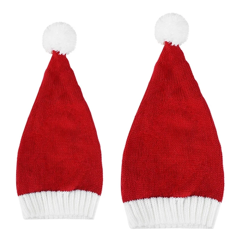 2024 Knitted Christmas Hat Cute Pompom Adult Child Soft Beanie Santa Cap New Year Party Kids Gift Navidad Natal Noel Decoration images - 6