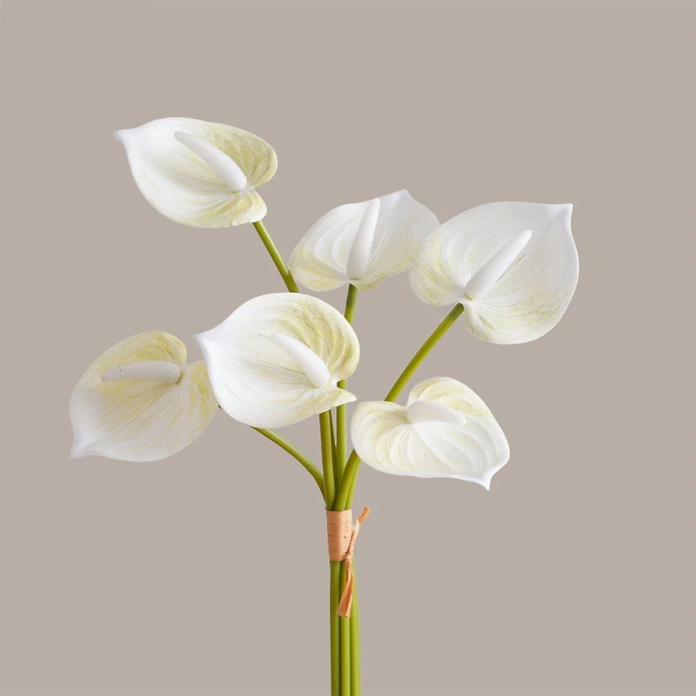 6 Stück Künstliche Anthurium-Lilien-Blumen für Vasenfüllung Innenraum-Dekoration Festival-Party-Deko Braut-Hochzeits-Arrangements Blumenstrauß – Detail 1