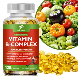 Vitamin B Complex Capsules - All B Vitamins Including B12, B1, B2, B3, B5, B6, B7, B9, Folic Acid  - Healthy Energy Metabolism