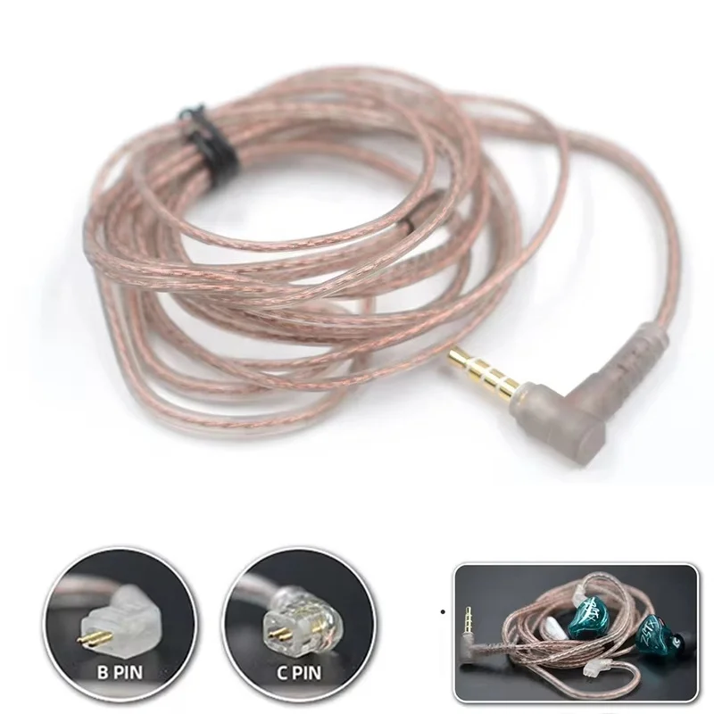 KZ 3.5mm Headphone Cable Silver Copper Cube Mixed Upgrade Cable Headset Wire With Mic B/C Pin For EDX PRO ZES ZEX PRO ZSX DQ6S