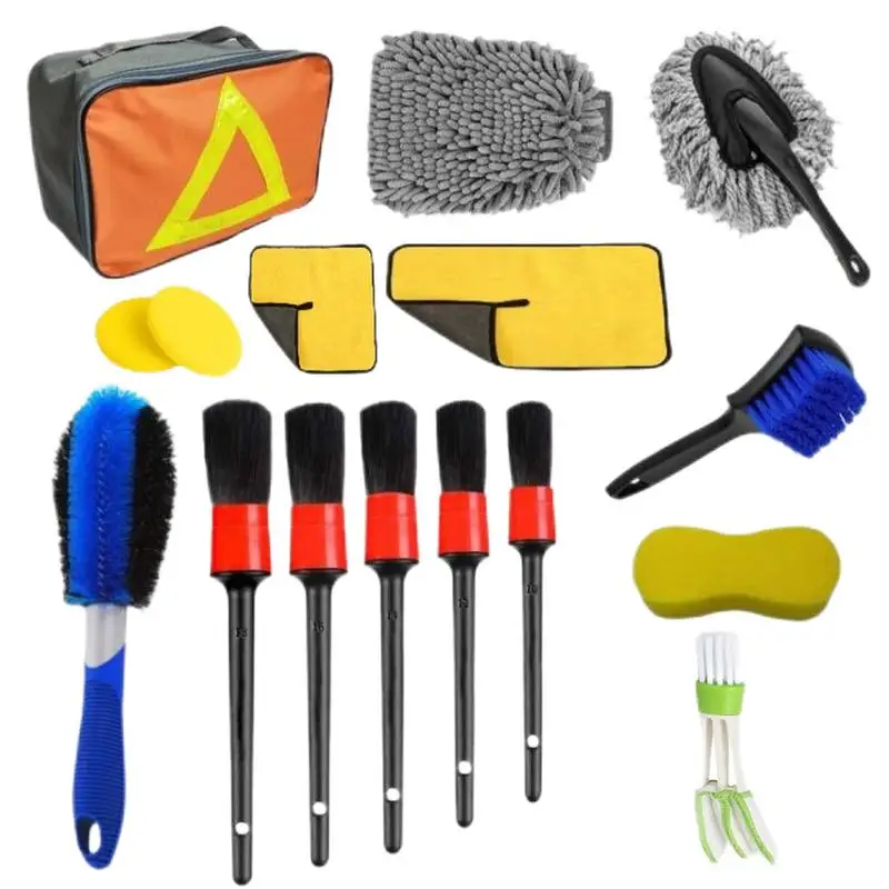 22 Pieces Car Wash Kit Cleaning For Interior Exterior Car Cleaning Car Wash Brush Wheel Interior Gap Cleaning Brush Tire Brush