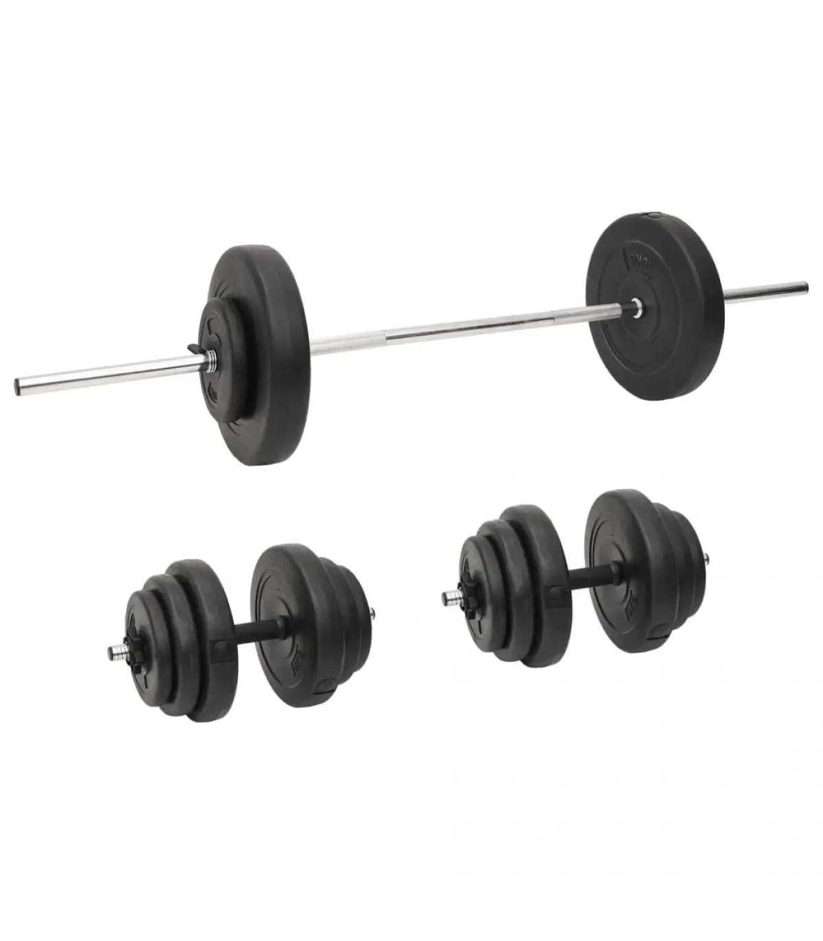 Free weight set of bars and dumbbells with discs 60 kg