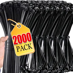 2000/100Pcs Plastic Nylon Cable Ties Self-locking Cord Ties Straps Adjustable Cables Fastening Loop Home Office Wire Zip Ties