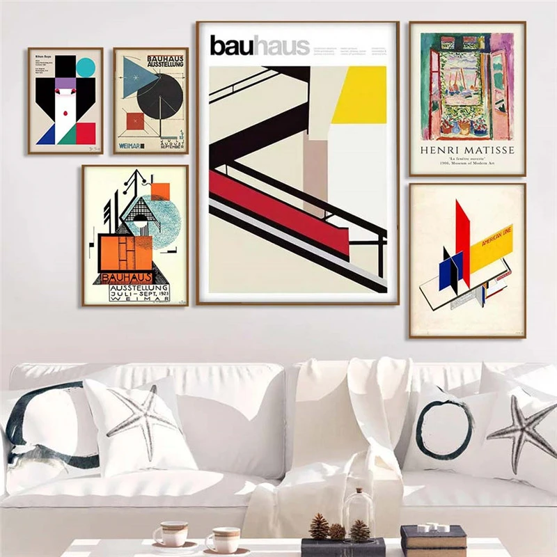1pc Unframed Bauhaus Staircase Canvas Paintings Weimar 1923 Bauhaus Posters and Herbert Bayer Prints Wall Art Pictures for Home